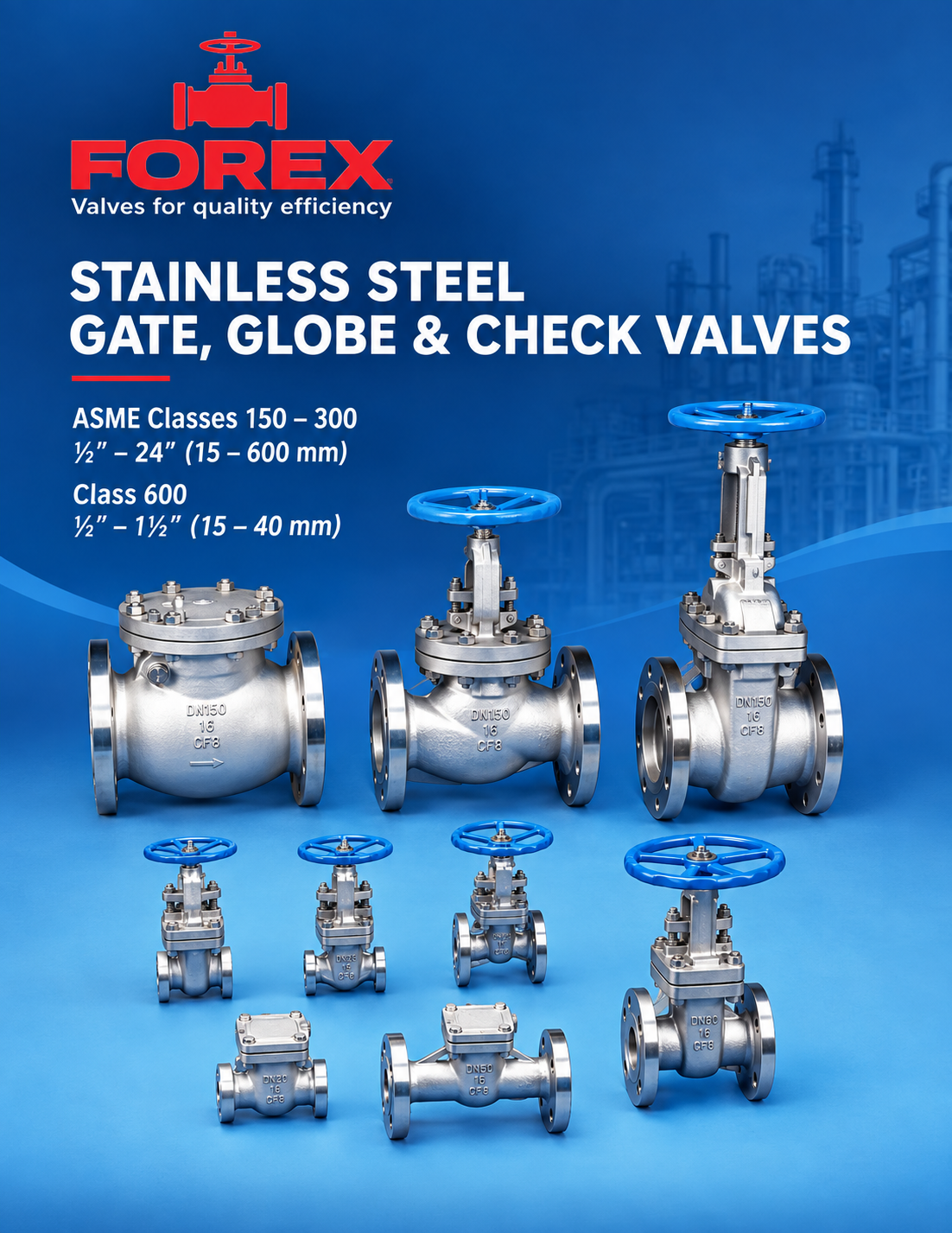 Stainless steel valve for industrial pipeline applications